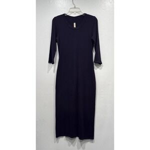 Raquel Allegra Womens Purple Midi Dress Fitted 100% Cotton Size 2 Capsule Comfy